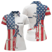 Load image into Gallery viewer, Vintage American Flag Womens Disc golf polo shirts custom patriotic frisbee golf jerseys NQS9154