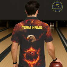 Load image into Gallery viewer, Personalized Flame Eagle Bowling Hawaiian Shirt Custom Team Eagle Bowling Button-up shirt NQS11236
