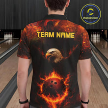 Load image into Gallery viewer, Personalized Flame Eagle Bowling Polo, Quarter Zip Shirts For Men Custom Team Eagle Bowling Jerseys NQS11236