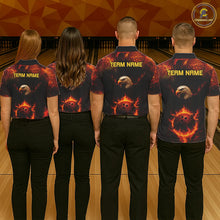 Load image into Gallery viewer, Personalized Flame Eagle Bowling Polo, Quarter Zip Shirts For Women Custom Team Eagle Bowling Jerseys NQS11236