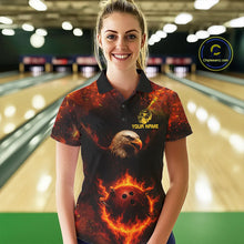 Load image into Gallery viewer, Personalized Flame Eagle Bowling Polo, Quarter Zip Shirts For Women Custom Team Eagle Bowling Jerseys NQS11236