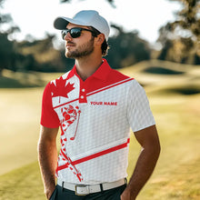 Load image into Gallery viewer, Personalized Canadian flag patriotic golf white Mens golf polo shirts custom mens golf wears NQS9356