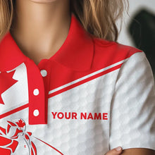 Load image into Gallery viewer, Personalized Canadian flag patriotic golf white Womens golf polo shirts custom name ladies golf tops NQS9356