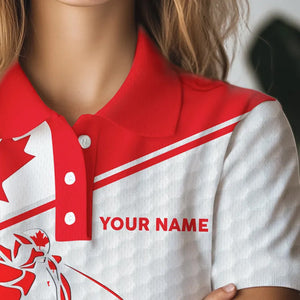 Personalized Canadian flag patriotic golf white Womens golf polo shirts custom name ladies golf tops NQS9356