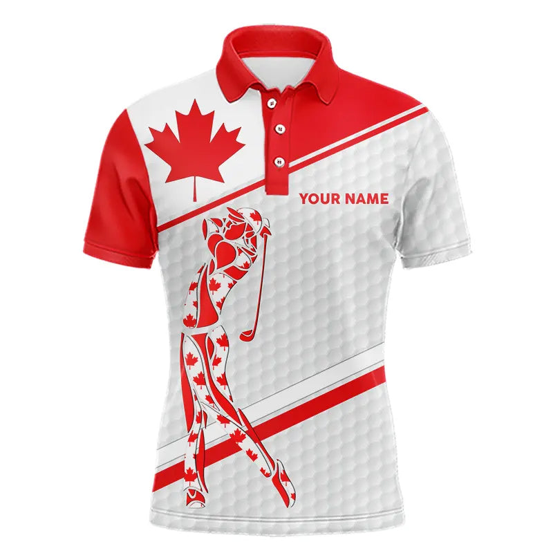 Personalized Canadian flag patriotic golf white Mens golf polo shirts custom mens golf wears NQS9356