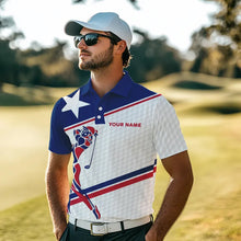 Load image into Gallery viewer, Personalized Texas flag patriotic golf white Mens golf polo shirts custom mens golf wears NQS9357