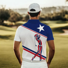 Load image into Gallery viewer, Personalized Texas flag patriotic golf white Mens golf polo shirts custom mens golf wears NQS9357