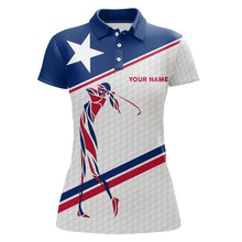 Load image into Gallery viewer, Personalized Texas flag patriotic golf white Womens golf polo shirts custom name ladies golf tops NQS9357