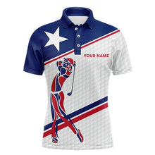 Load image into Gallery viewer, Personalized Texas flag patriotic golf white Mens golf polo shirts custom mens golf wears NQS9357