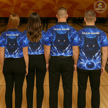 Load image into Gallery viewer, Blue Lightning Thunder Cat Bowling Jerseys for men custom Bowling Polo, 1/4 zip Team League Shirts NQS11428