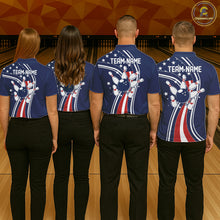 Load image into Gallery viewer, Retro bowling Polo, 1/4 Zip shirt for Women Custom American flag patriotic team bowling jersey | Navy NQS11430