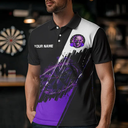 Black and Purple Skull reaper Dart jerseys Polo, 1/4 Zip Shirt for Men Custom Darts Team shirts NQS9509