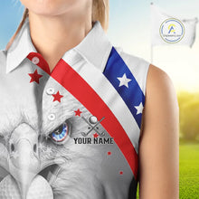 Load image into Gallery viewer, Red, White and Blue US Flag Eagle Sleeveless Golf Shirt For Women Custom Patriotic ladies golf shirts NQS11631