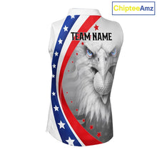Load image into Gallery viewer, Red, White and Blue US Flag Eagle Sleeveless Golf Shirt For Women Custom Patriotic ladies golf shirts NQS11631