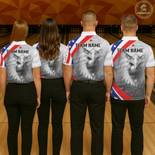 Load image into Gallery viewer, Red, White and Blue US Flag Eagle Bowling Shirts For Women Custom Patriotic Team Bowling Jersey NQS11632