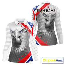 Load image into Gallery viewer, Red, White and Blue US Flag Eagle Bowling Shirts For Women Custom Patriotic Team Bowling Jersey NQS11632