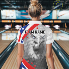 Load image into Gallery viewer, Red, White and Blue US Flag Eagle Bowling Shirts For Women Custom Patriotic Team Bowling Jersey NQS11632