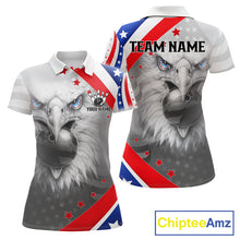 Load image into Gallery viewer, Red, White and Blue US Flag Eagle Bowling Shirts For Women Custom Patriotic Team Bowling Jersey NQS11632