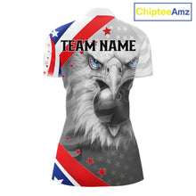 Load image into Gallery viewer, Red, White and Blue US Flag Eagle Bowling Shirts For Women Custom Patriotic Team Bowling Jersey NQS11632