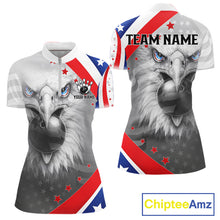 Load image into Gallery viewer, Red, White and Blue US Flag Eagle Bowling Shirts For Women Custom Patriotic Team Bowling Jersey NQS11632