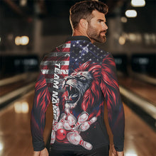 Load image into Gallery viewer, Smoke American Flag Lion Bowling Polo, 1/4 Zip Shirts for Men Custom patriotic Team Bowling jerseys NQS9670
