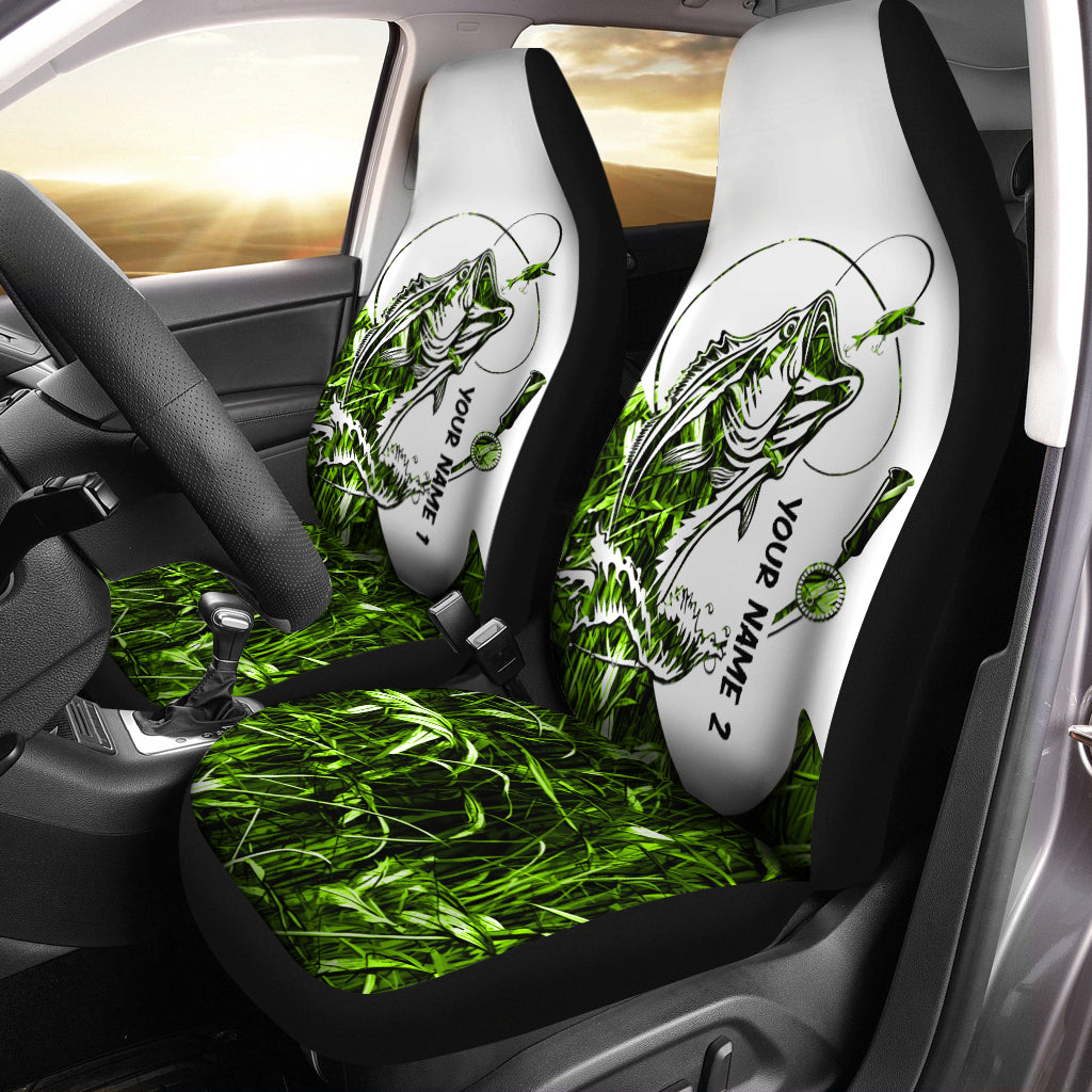 camouflage car seat and stroller set Bass Fishing green camo Custom car seat covers, car accessories, personalized Fishing gifts Set of 2 NQS1626