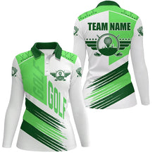 Load image into Gallery viewer, Green and white golf clubs Women golf polo shirts custom team golf shirts, golf attire for ladies NQS8683