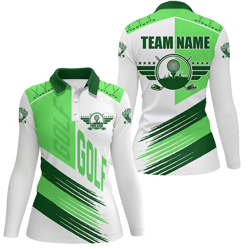 Green and white golf clubs Women golf polo shirts custom team golf shirts, golf attire for ladies NQS8683