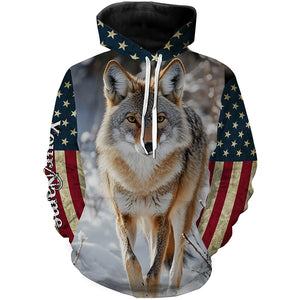 Coyote Hunting american flag patriotic Custom Name 3D All over print shirts NQSD126