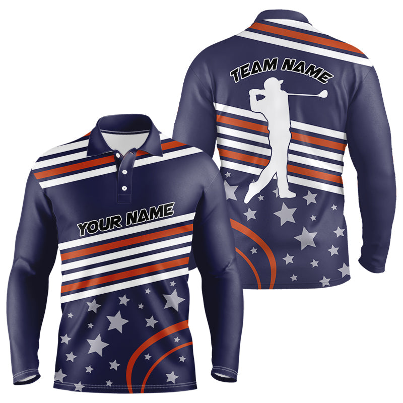 Red, white and blue stars Golf Polo Shirts For Men custom patriotic mens golf tops NQS9164