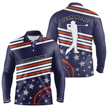 Load image into Gallery viewer, Red, white and blue stars Golf Polo Shirts For Men custom patriotic mens golf tops NQS9164