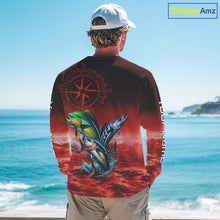 Load image into Gallery viewer, Personalized Mahi Mahi, Wahoo, Tuna Red Performance Fishing Shirt, compass offshore tournament Shirts NQS11437