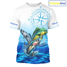 Load image into Gallery viewer, Custom Mahi Mahi, Wahoo, Tuna Ocean Performance Fishing Shirt, Compass Offshore Tournament Shirts NQS11439