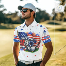 Load image into Gallery viewer, Freedom 250th Anniversary American Flag Golf Polo shirts for Men Custom patriotic team golf outfit NQS11445