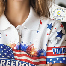 Load image into Gallery viewer, Freedom 250th Anniversary American Flag Golf Polo shirts for Women Custom patriotic team golf outfit NQS11445