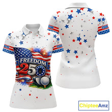 Load image into Gallery viewer, Freedom 250th Anniversary American Flag Golf Polo shirts for Women Custom patriotic team golf outfit NQS11445