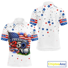 Load image into Gallery viewer, Freedom 250th Anniversary American Flag Golf Polo shirts for Men Custom patriotic team golf outfit NQS11445
