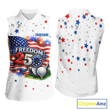 Load image into Gallery viewer, Freedom 250th Anniversary American Flag Sleeveless Golf Polo shirts Custom patriotic team golf outfit NQS11445