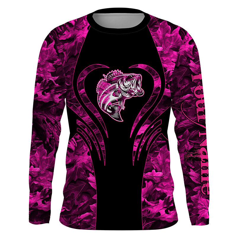 Bass fishing pink girl camo shirt Custom name Long Sleeve Fishing Shir –  ChipteeAmz