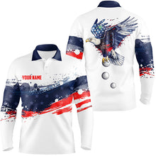 Load image into Gallery viewer, Red, white and blue American flag Mens golf polo shirts custom Eagle golf ball team mens golf tops NQS7817