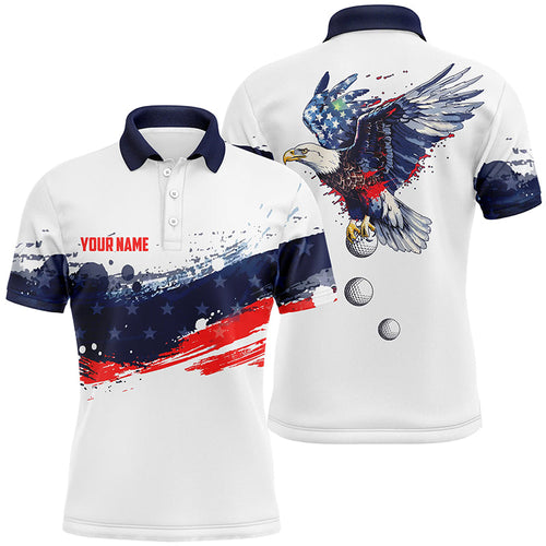 Red, white and blue American flag Mens golf polo shirts custom Eagle golf ball team mens golf tops NQS7817