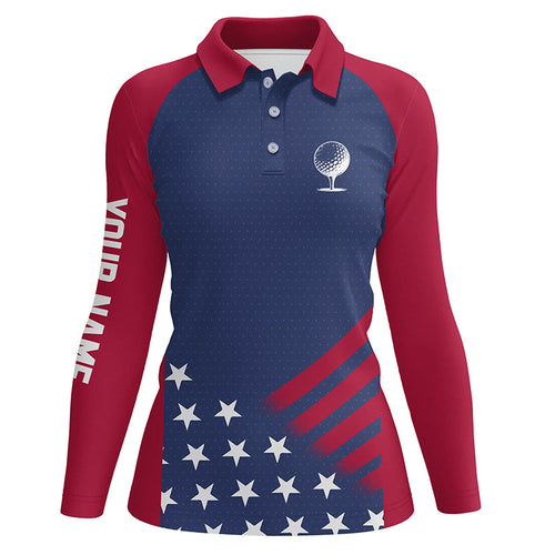 Red, white and blue American flag Women golf polo shirts custom patriotic team ladies golf tops NQS7819