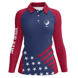 Red, white and blue American flag Women golf polo shirts custom patriotic team ladies golf tops NQS7819