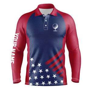 Red, white and blue American flag Mens golf polo shirts custom patriotic team golf tops for men NQS7819