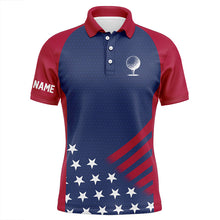 Load image into Gallery viewer, Red, white and blue American flag Mens golf polo shirts custom patriotic team golf tops for men NQS7819