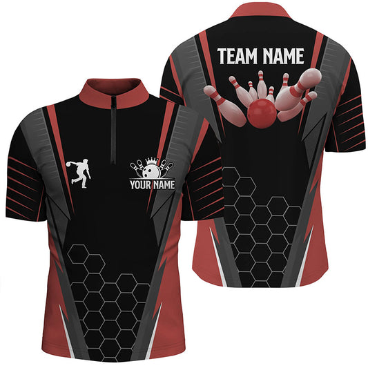 Custom Black bowling shirt for men – personalized team jersey front view