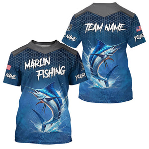 Blue camo Marlin fishing Custom performance long sleeve team Marlin fishing tournament shirts NQS8239