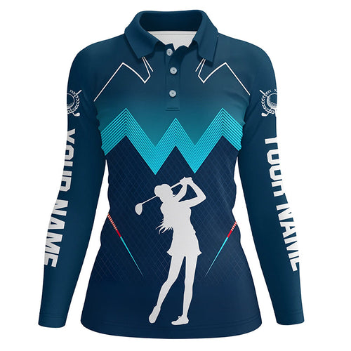 Womens golf polo shirts custom name ladies's golf apparel, gifts for golf lovers | Blue NQS8242