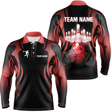 Load image into Gallery viewer, Black and Red Custom Bowling Polo, Quarter Zip Shirts For Men, Personalized Bowling Team Jerseys NQS8927