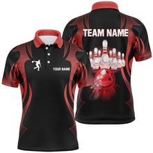 Load image into Gallery viewer, Black and Red Custom Bowling Polo, Quarter Zip Shirts For Men, Personalized Bowling Team Jerseys NQS8927